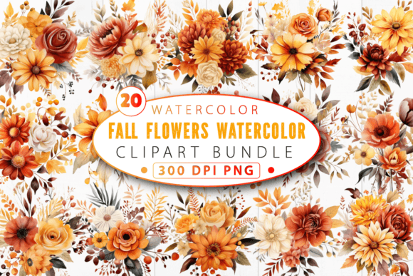 Download Fall Flowers Watercolor Clipart Bundle - Watercolor Collection