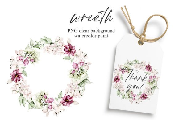 Download Wreath with Watercolor Leaves, Flowers. - Watercolor Collection