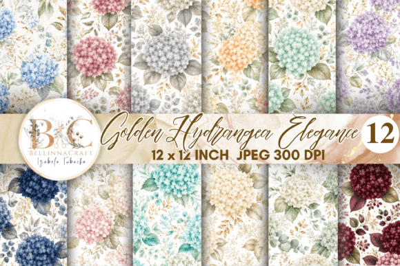 Download WatercolorHydrangea Digital Paper Bundle - Watercolor Collection