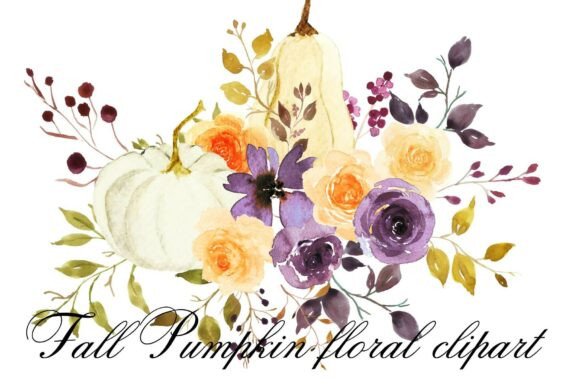 Download Watercolor Fall Pumpkin Floral Clipart - Watercolor Collection