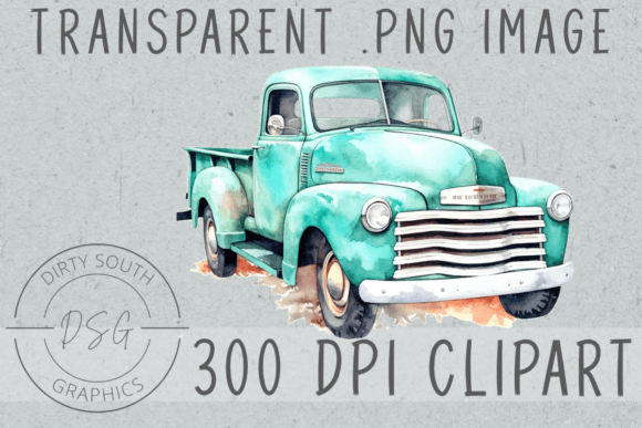 Download Watercolor Vintage Turquoise Truck - Watercolor Collection