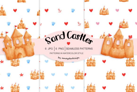 Download Summer Sandcastle Watercolor Patterns - Watercolor Collection