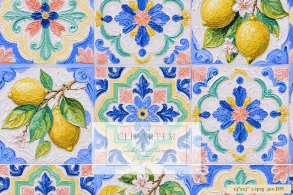 Download Lemon Coastal Tile Sublimation Pattern - Coast Collection