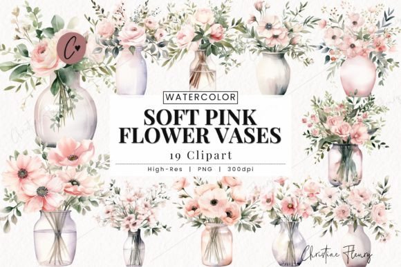 Download Watercolor Soft Pink Flower Vase Clipart - Watercolor Collection