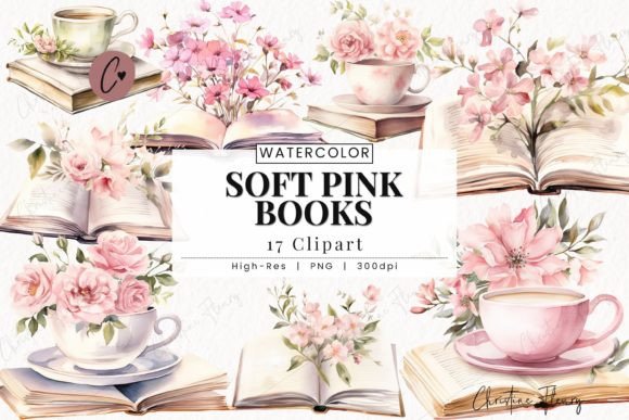 Download Watercolor Soft Pink Books Clipart - Watercolor Collection
