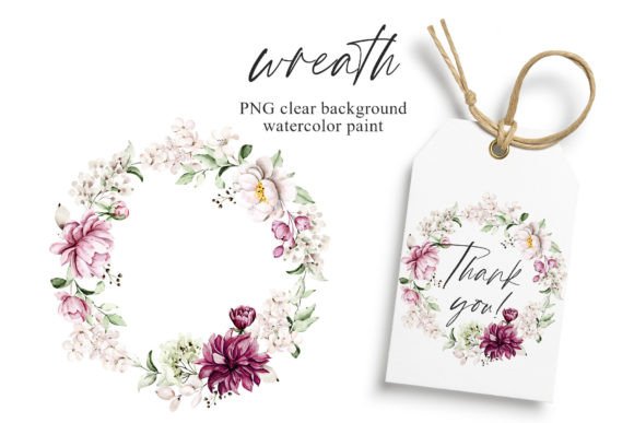 Download Wreath with Watercolor Leaves, Flowers. - Watercolor Collection